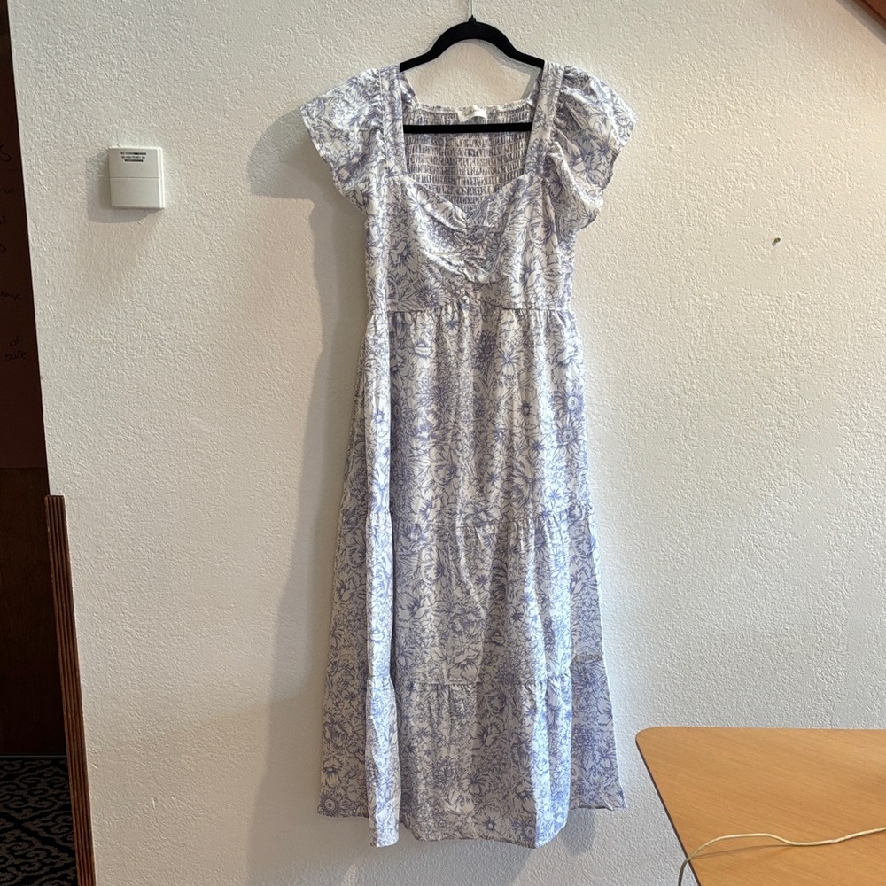 Boheme Blue and White Patterned Maxi Dress